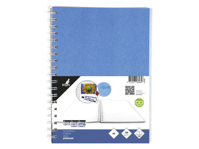 Plakboek Kangaro A5+ 120 gram 40 vel voorkant blauw 25x18cm papier(25x19cm met spiraal)