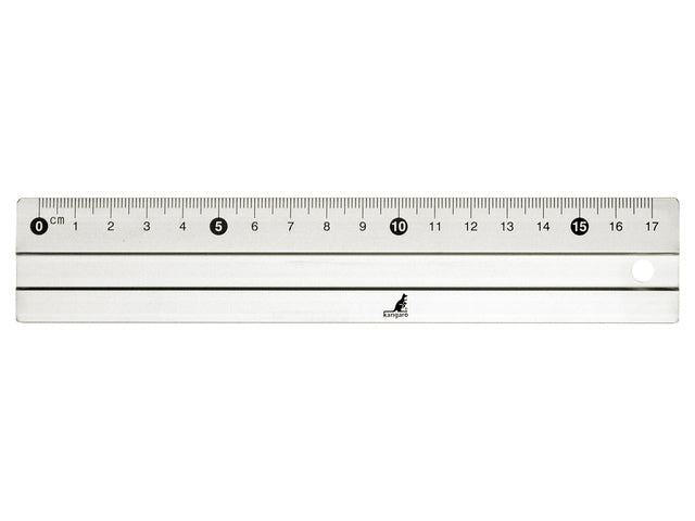 Liniaal Kangaro 17cm aluminium met rubberen binnenpoot