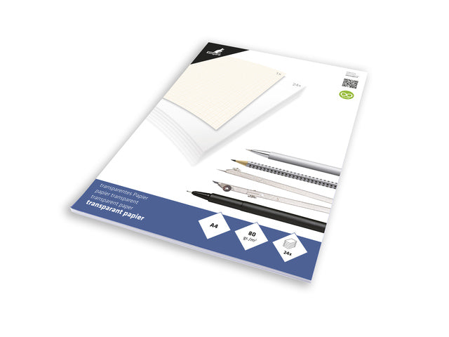 Transparant papier Kangaro A4 blok à 24 vel met 1 vel milimeterpapier