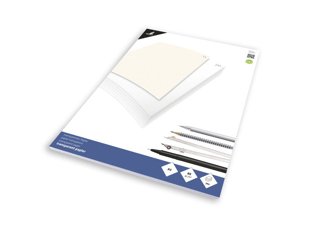Transparant papier Kangaro A3 blok à 24 vel met 1 vel milimeterpapier
