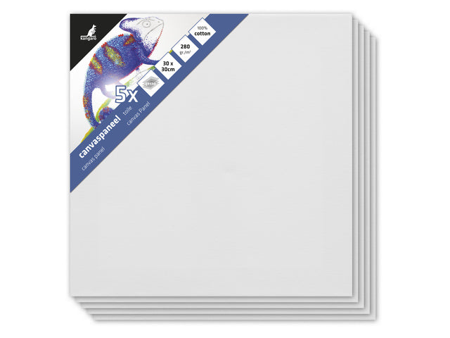 Canvaspaneel Kangaro 30x30 cm set 5 stuks 3mm plaat 280gr katoen 3x geprepareerd