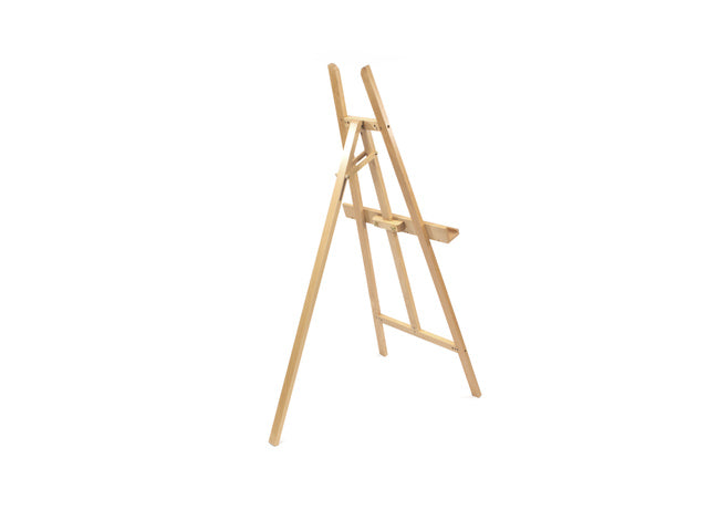 Atelier ezel Kangro voor doeken van 4,9 cm dik. Beukenhout. Tray 56x5cm. Ezel 61x151x90cm (b/h/d)