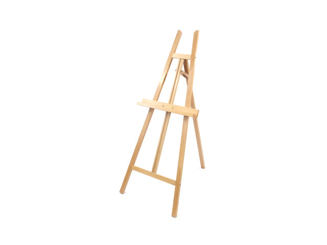Atelier ezel Kangro voor doeken van 4,9 cm dik. Beukenhout. Tray 56x5cm. Ezel 61x151x90cm (b/h/d)