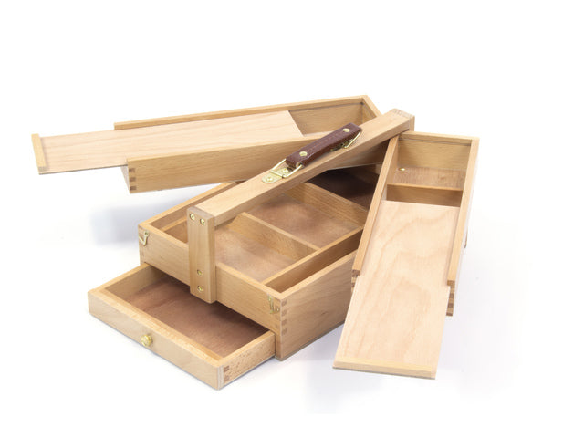 Multifunctionele gereedschapskist Kangaro 3 lagen, 4 laden beukenhout met handvat 23,5x13x34cm