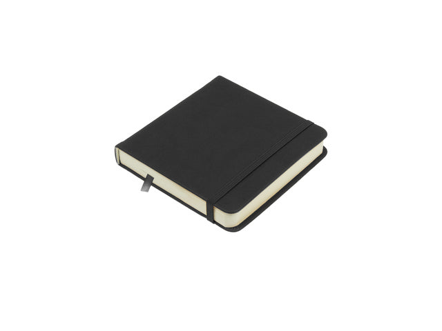 Schetsboek Kangaro 12x12cm zwart PU hardcover 80 blad 140 grams roomwit papier met elastiek en lint