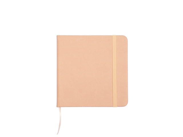 Schetsboek Kangaro 12x12cm oud roze PU hardcover 80 blad 140 grams roomwit papier met elastiek en lint