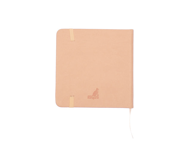 Schetsboek Kangaro 12x12cm oud roze PU hardcover 80 blad 140 grams roomwit papier met elastiek en lint