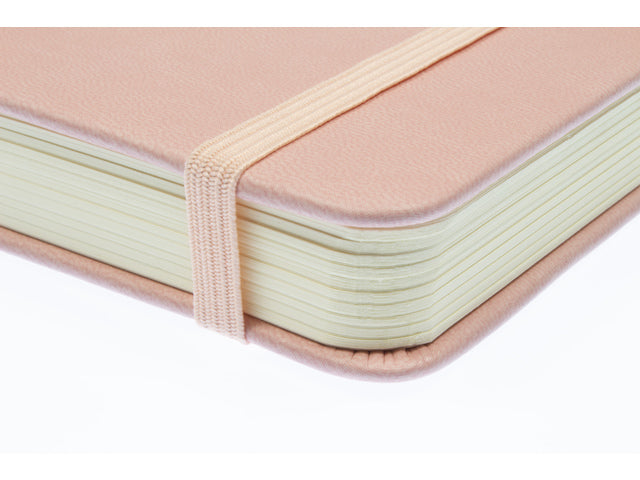 Schetsboek Kangaro 12x12cm oud roze PU hardcover 80 blad 140 grams roomwit papier met elastiek en lint