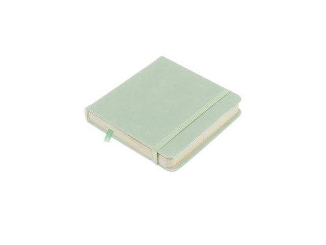 Schetsboek Kangaro 12x12cm mint PU hardcover 80 blad 140 grams roomwit papier met elastiek en lint