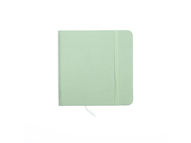 Schetsboek Kangaro 12x12cm mint PU hardcover 80 blad 140 grams roomwit papier met elastiek en lint