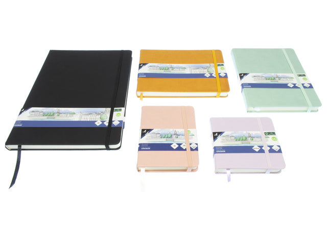 Schetsboek Kangaro 12x12cm mint PU hardcover 80 blad 140 grams roomwit papier met elastiek en lint