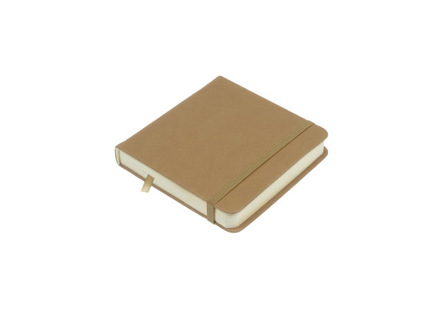 Schetsboek Kangaro 12x12cm taupe PU HC 80 vel 140gr roomwit met elastiek en lint