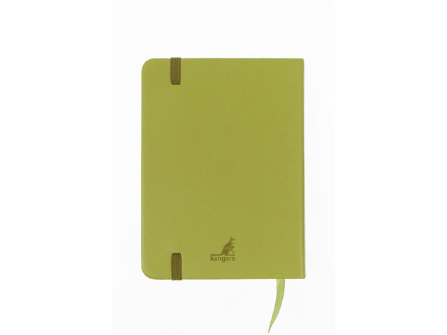 Schetsboek Kangaro A6 limoengroen PU HC 80 vel 140gr roomwit met elastiek en lint