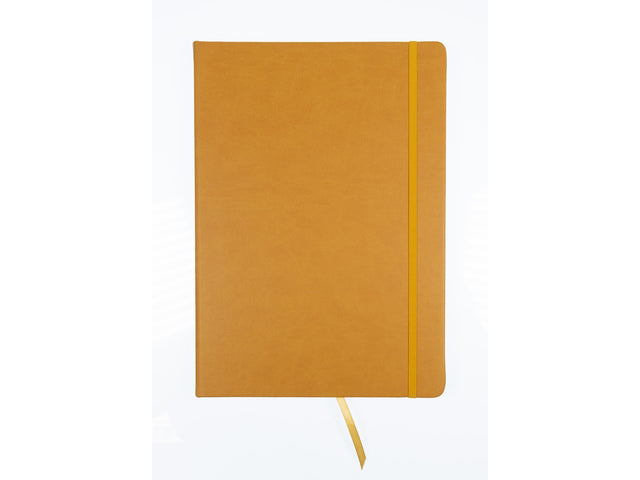 Schetsboek Kangaro A4 okergeel PU HC 80 blad 140gr roomwit met elastiek en lint
