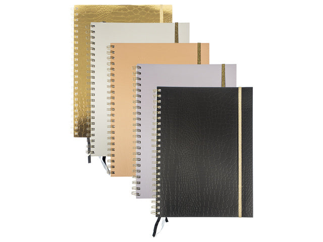 Spiraalboek Pure Croco A4 lijn pak a 5 stuks assorti
