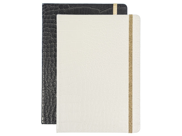 Notitieboek Pure Croco A5 PU HC lijn pak a 2 stuks assorti