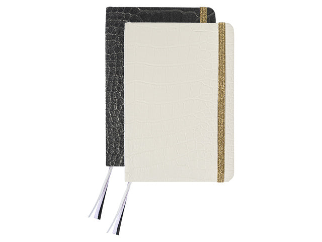 Notitieboek Pure Croco A6 PU HC lijn pak a 2 stuks assorti