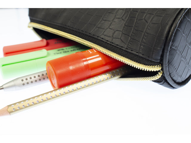 Etui Pure Croco zwart 20x6 rond