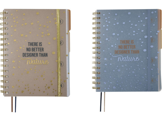 4-in-1 notitieboek A5 Natural krimp van 2 stuks. Gelinieerd, 300 pagina's 80 grams papier