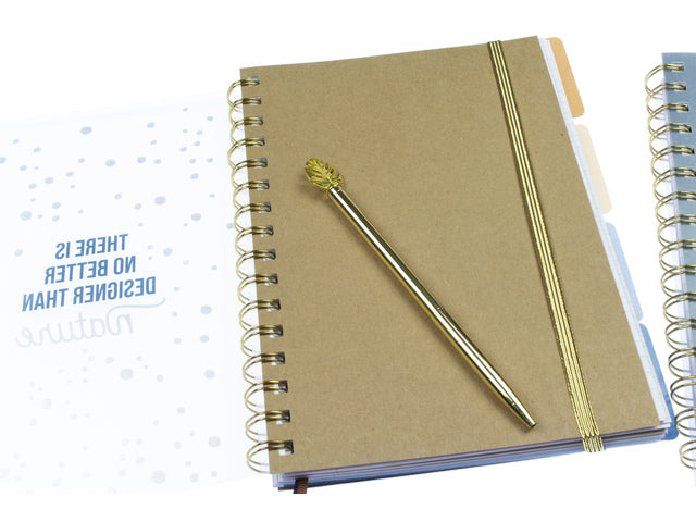 4-in-1 notitieboek A5 Natural krimp van 2 stuks. Gelinieerd, 300 pagina's 80 grams papier