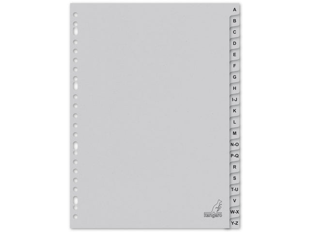 Tabblad ECO Kangaro A4 letters 180 gram grijs karton 23-gaats 20-delig