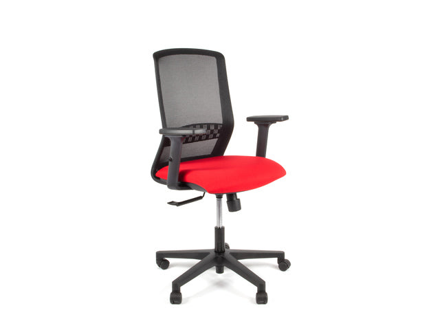 Bureaustoel Linea Tekna 01 zwart/rood met 2D armleuning