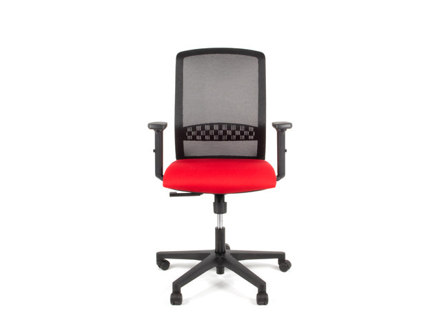 Bureaustoel Linea Tekna 01 zwart/rood met 2D armleuning