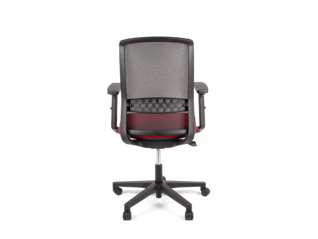 Bureaustoel Linea Tekna 01 zwart/rood met 2D armleuning