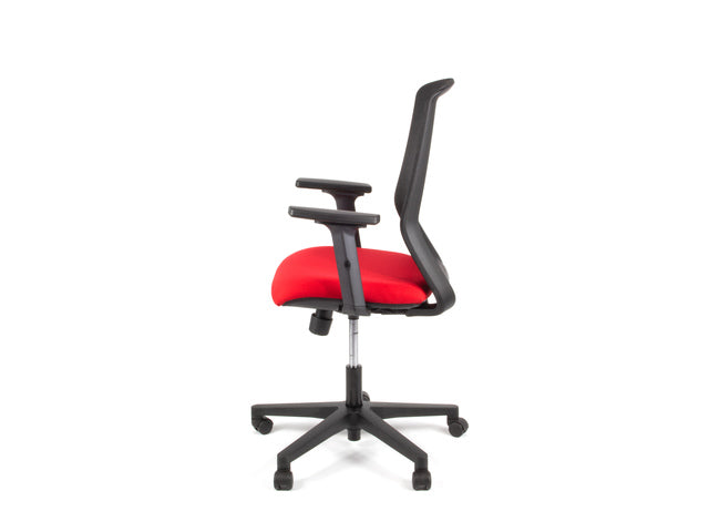 Bureaustoel Linea Tekna 01 zwart/rood met 2D armleuning