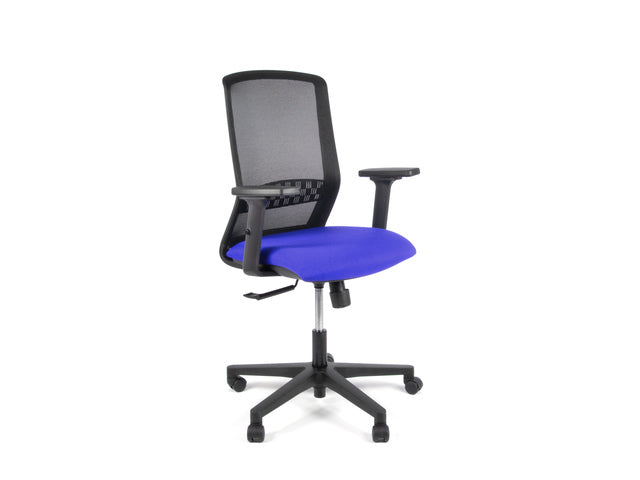 Bureaustoel Linea Tekna 01 zwart/blauw met 2D armleuning