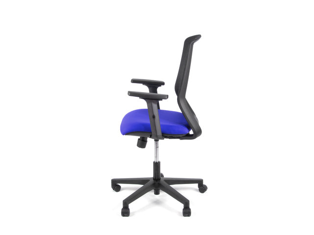 Bureaustoel Linea Tekna 01 zwart/blauw met 2D armleuning