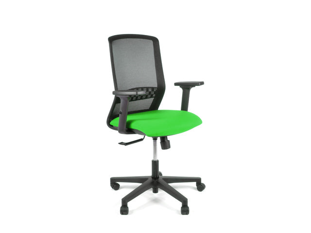 Bureaustoel Linea Tekna 01 zwart/groen met 2D armleuning