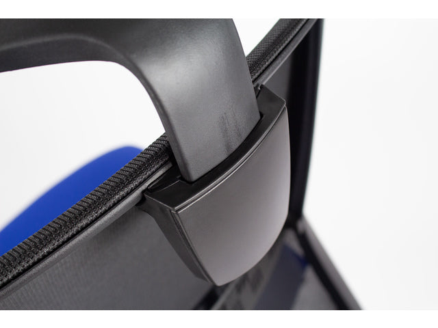 Bureaustoel Linea Tekna 01/PT zwart/blauw met 3D armleuning en hoofdsteun