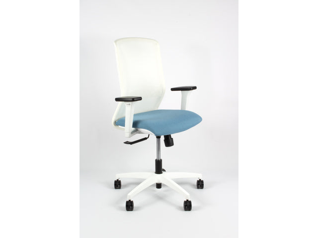 Bureaustoel Linea Tekna Wit 01 l.blauw/wit met 3D armleuning
