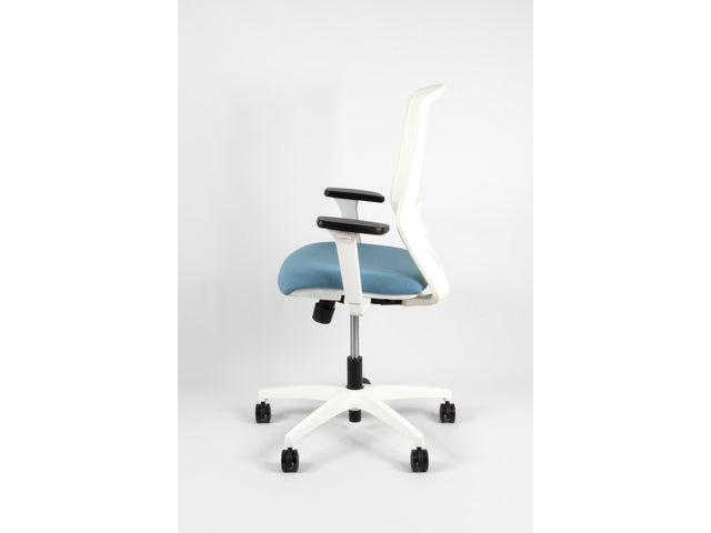 Bureaustoel Linea Tekna Wit 01 l.blauw/wit met 3D armleuning