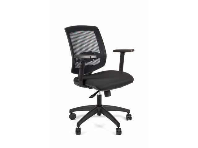 Bureaustoel Linea New Malice 01 zwart/zwart met 1D armleuning