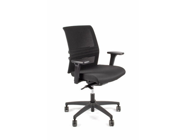 Bureaustoel Linea Omnia 02 zwart/zwart met 3D armleuning