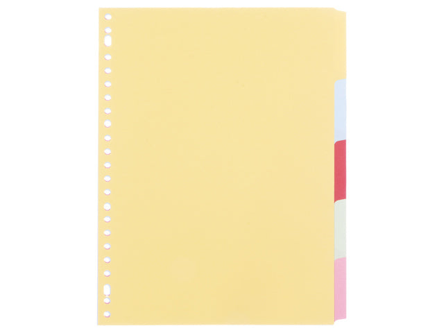 Tabblad Multo A4 23r blanco gerecycled karton 160 gram 5 delig assorti kleuren