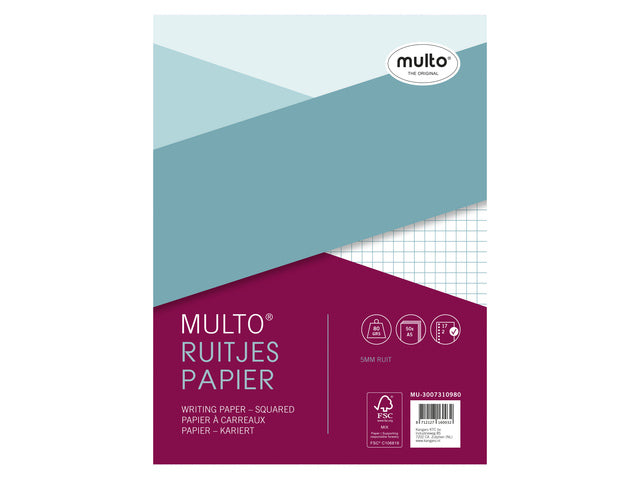 Ringbandinterieur Multo A5 17r ruit 5mm 80 grams 50 vel