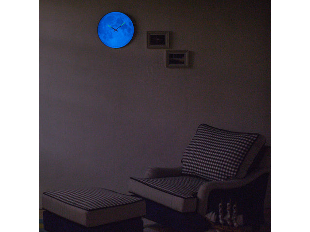 Wandklok NeXtime dia. 35 cm, bol glas, 'blauw Maankoepel'