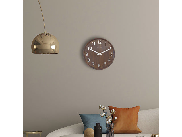 Grote wandklok - 50cm- Stille klok - Walnoot hout - NeXtime "Precious"