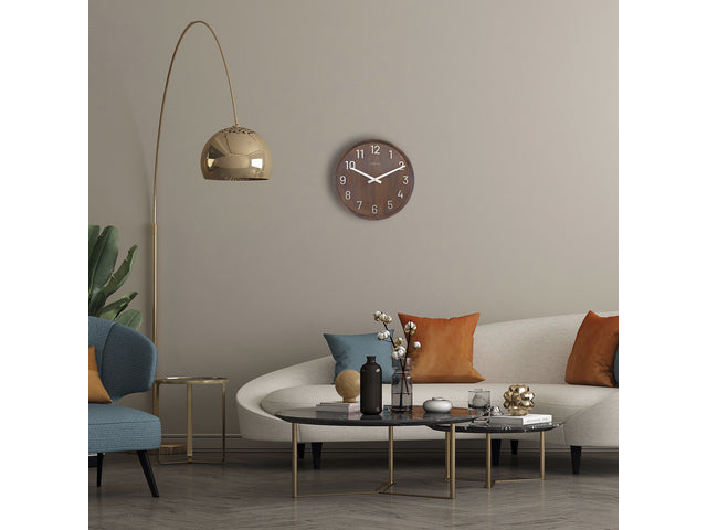 Grote wandklok - 50cm- Stille klok - Walnoot hout - NeXtime "Precious"