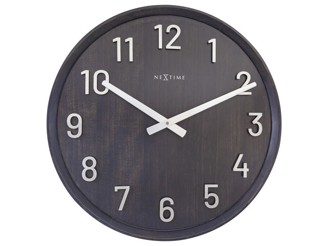Grote wandklok - 50cm- Stille klok - Walnoot - zwart - NeXtime "Precious"
