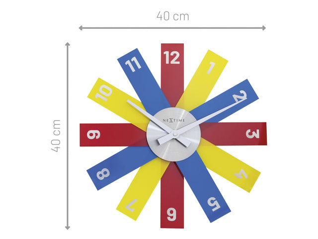 Design wandklok - 40cm- Stille klok - Multicolor - Acryl - NeXtime "Plexi"
