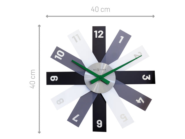 Design wandklok - 40cm- Stille klok - Zwart - Acryl - NeXtime "Plexi"