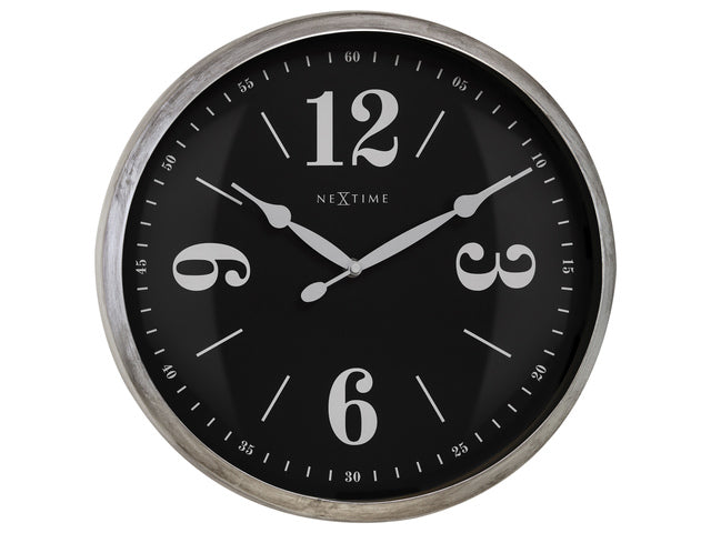 Landelijke wandklok - 39cm - Stille klok - Wit/ ZIlver - NeXtime "Classic"