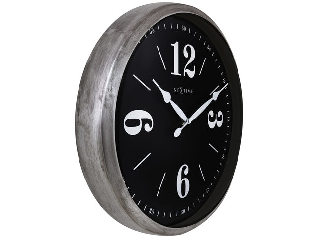 Landelijke wandklok - 39cm - Stille klok - Wit/ ZIlver - NeXtime "Classic"