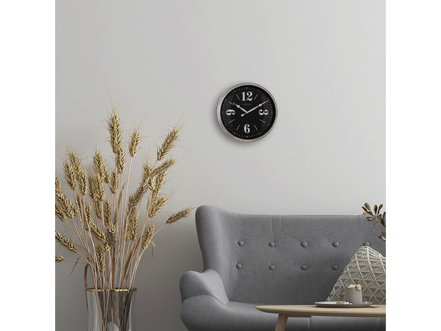 Landelijke wandklok - 39cm - Stille klok - Wit/ ZIlver - NeXtime "Classic"