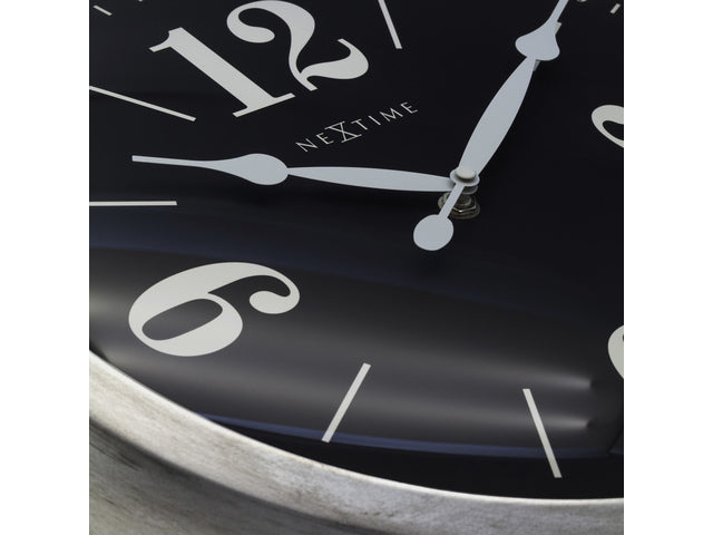 Landelijke wandklok - 39cm - Stille klok - Wit/ ZIlver - NeXtime "Classic"