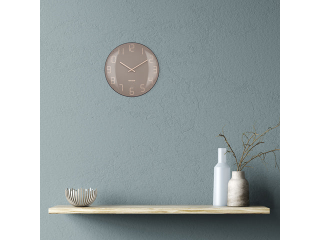Wandklok Nextime dia 35cm bolvormig glas roze kunststof Shade